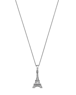 Bloomingdale's Diamond Eiffel Tower Pendant Necklace In 14k White Gold, 0.07 Ct. T.w. In Gray