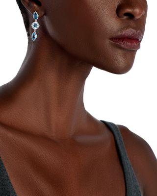 Blue Topaz Linear Drop Earrings in 14K WhiteGold