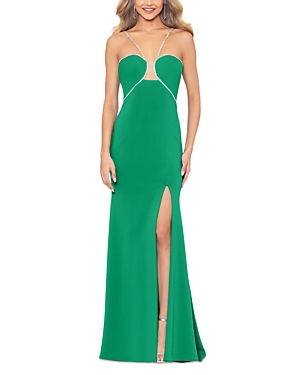 Shop Aqua Rhinestone Embellished Jersey Gown - 100% Exclusive In Green
