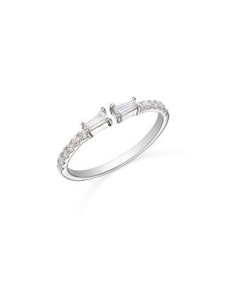 Bloomingdale's Fine Collection - Diamond Round & Baguette Cuff Ring in 14K White Gold, 0.30 tcw