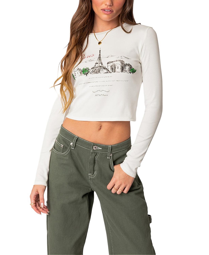 Shop Edikted Phillipa Long Sleeve Tee In White