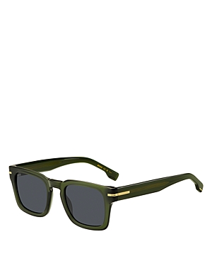 Shop Hugo Boss Rectangular Sunglasses, 50mm In Green/gray Solid