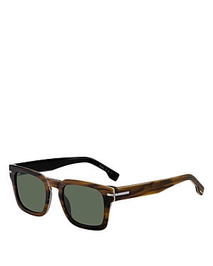 Shop Hugo Boss Rectangular Sunglasses, 50mm In Havana/green Solid