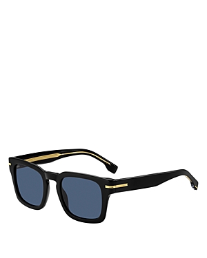 Shop Hugo Boss Rectangular Sunglasses, 50mm In Black/blue Solid
