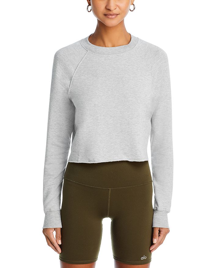 Shop Splits59 Warm Up Crop Fleece Sweatshirt In Heather Grey