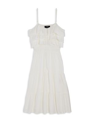 AQUA - Girls' Solid White Ruffled Midi Dress, Little Kid, Big Kid - Exclusive