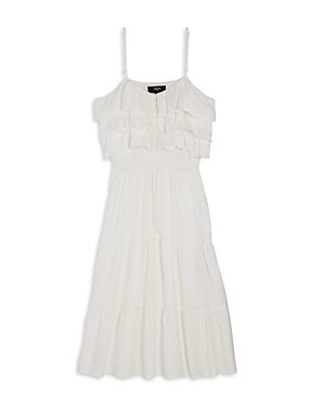 Shop Aqua Girls' Solid White Ruffled Midi Dress, Little Kid, Big Kid - 100% Exclusive