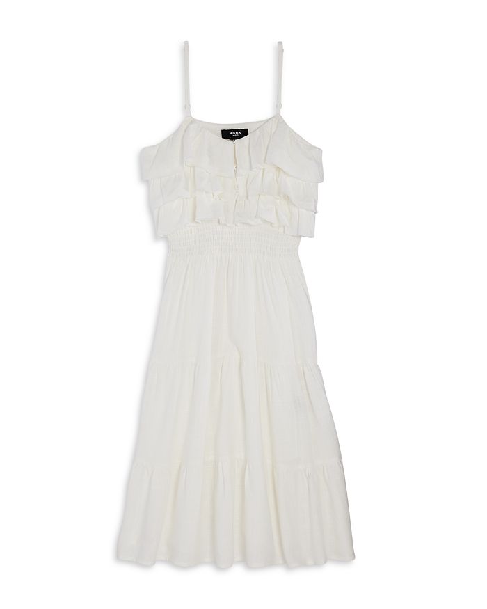 Girls Solid White Ruffled Midi Dress Little Kid Big Kid Exclusive