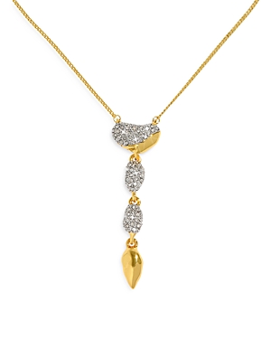 Alexis Bittar Solanales Crystal Pebble Drop Necklace, 14 In Gold/crystal