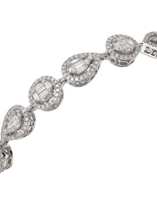 Diamond Mixed-Shape Mosaic Diamond Bracelet Tennis Bracelet in 14K White Gold, 4.0 tcw