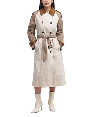 Shop Barbour Ingleby Colorblock Belted Trench Coat In Oatmeal/summer Navy Northumberland