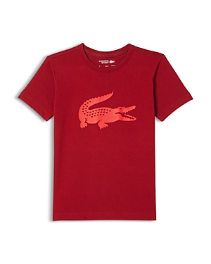 Shop Lacoste Boys' Crocodile Logo Graphic Tee - Little Kid, Big Kid In Red Currant