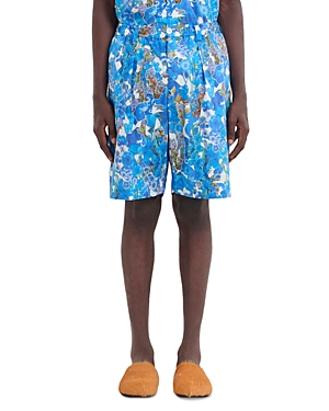 Shop Marni Abstract Floral Printed Bermuda Shorts In Cobalt