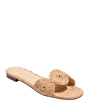 Shop Jack Rogers Women's Ellis Almond Toe Stud Detail Flat Sandals In Tan