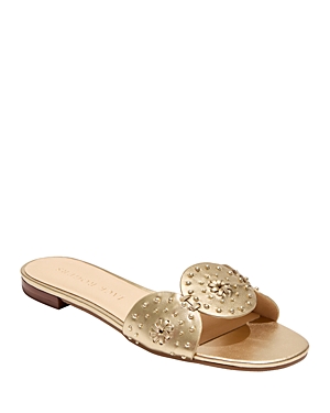 Shop Jack Rogers Women's Ellis Almond Toe Stud Detail Flat Sandals In Platinum