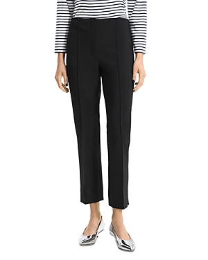 Shop Theory Pintuck Tailored Ankle Straight Leg Trousers In Black