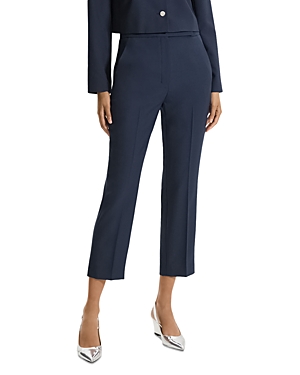 Shop Theory High Waist Slim Crop Trousers In Nocturne Navy