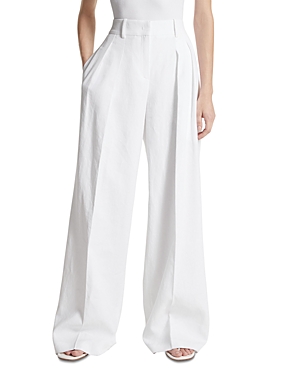 Shop Michael Kors Linen Slouch Trousers In Optic White