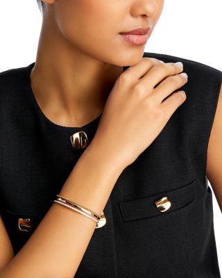 Diamond Triple Row Cuff Bangle Bracelet in 14K Yellow Gold, 1.0 tcw