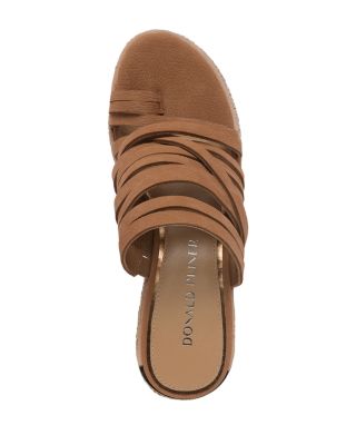 Women&#39;s Leather Toe Loop Wedge Slide Sandals