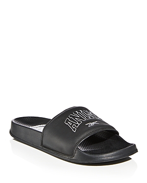 Shop Reebok X Anine Bing Women's Classic Leather Slide Sandals In Black/white