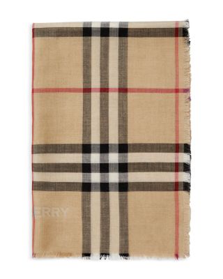 Reversible Check Wool Silk Scarf