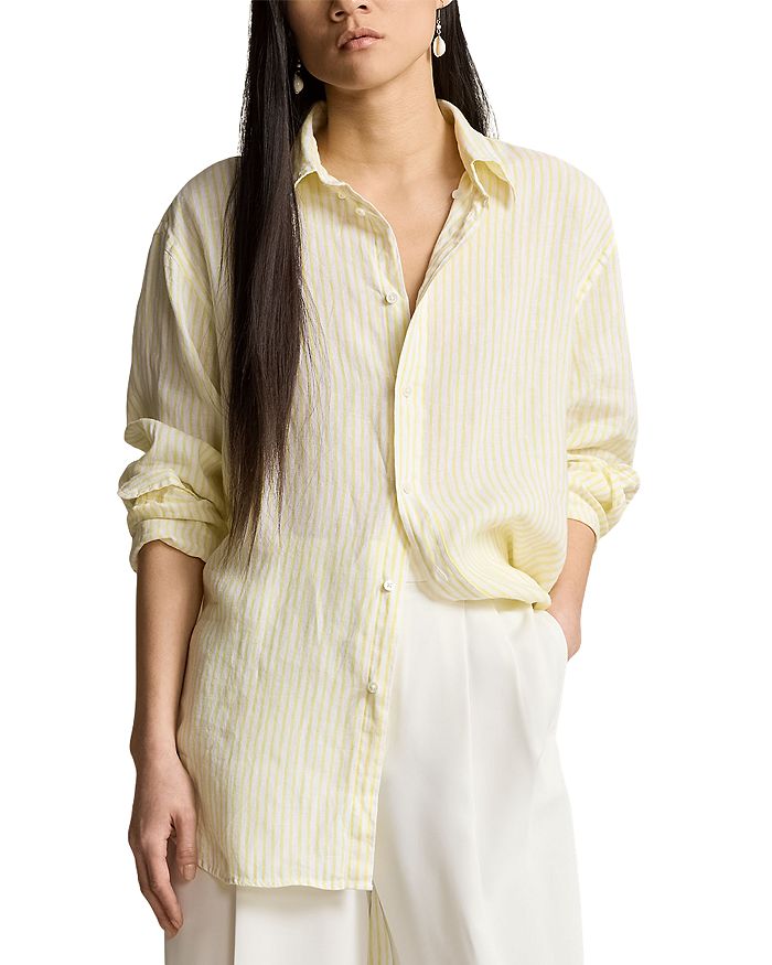 Ralph Lauren Linen Oversized Stripe Shirt | Bloomingdale's