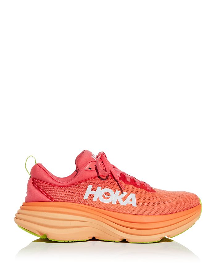 Shop Hoka Women's Bondi 8 Lace Up Sneakers In Coral/papaya