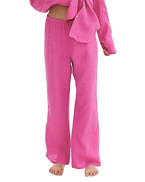 Shop Desmond & Dempsey Linen Lounge Pants In Cerise