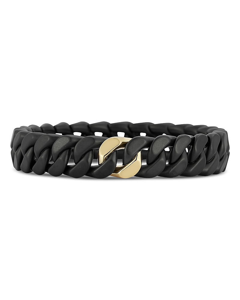 Roberto Demeglio Men's 18K Yellow Gold Black Ceramic Groumette Link Bracelet