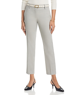 Shop Theory Treeca Wool-blend Cropped Pants In Light Grey Melange