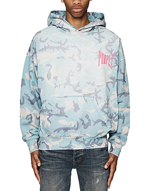 Shop Purple Brand Oversized Printed Fleece Pullover Hoodie In Aop