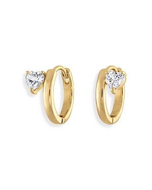 Shop Alexa Leigh Crystal Side Heart Small Huggie Hoop Earrings In Gold