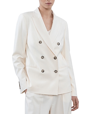 Shop Peserico Double Breasted Blazer In Letter Paper