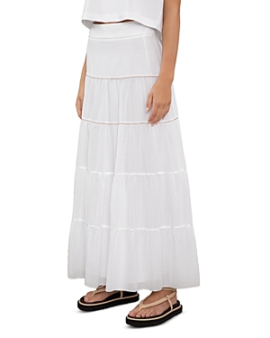 Shop Peserico Tiered Maxi Skirt In Optical White