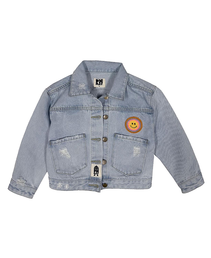 Petite Hailey Girls' Patched Denim Jacket - Little Kid, Big Kid
