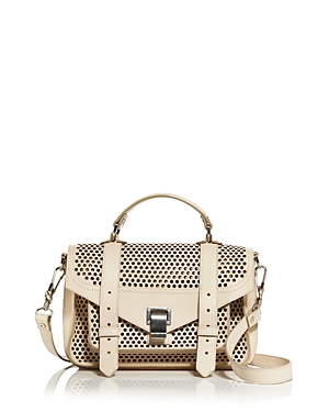 Shop Proenza Schouler Ps1 Tiny Bag In Perforated Leather In Optic White/silver