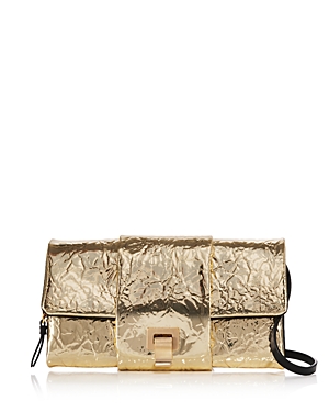 Shop Proenza Schouler Flip Shoulder Bag In Metallic Lacquered Nylon In Gold/gold