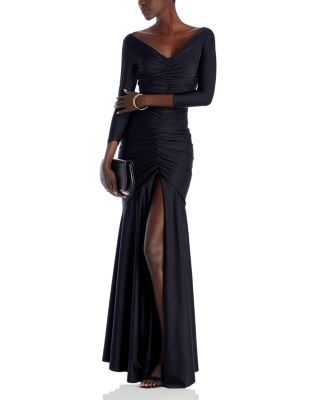 Ruched Front Three Quarter Sleeve Gown