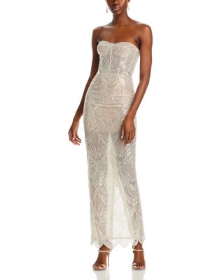 BRONX AND BANCO Giselle Blanc Embellished Gown Bloomingdale s