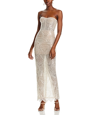Shop Bronx And Banco Giselle Blanc Embellished Gown In White