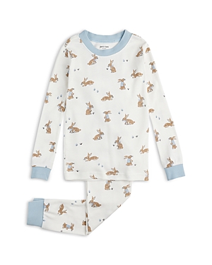 Shop Petit Lem Unisex Bunnies Print Pajamas Set - Little Kid In Off White