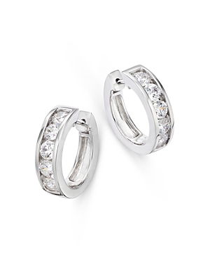Shop Bloomingdale's Diamond Channel Set Small Hoop Earrings In 14k White Gold, 1.50 Ct. T.w.