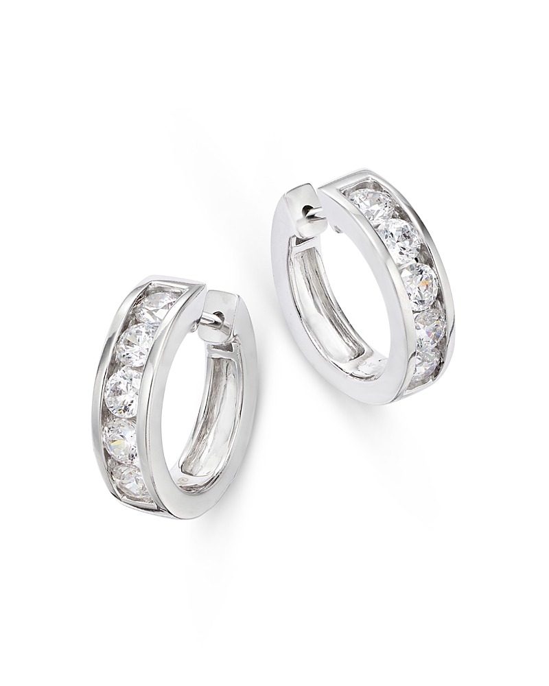 Bloomingdale's Fine Collection Diamond Channel Set Small Hoop Earrings in 14K White Gold, 1.50 tcw