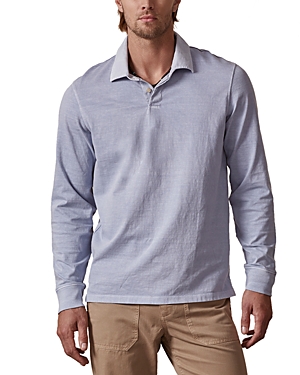 Shop Velvet By Graham & Spencer Balthazar Long Sleeve Cotton Polo Shirt In Capri Blue