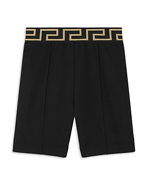 Shop Versace Boys' Medusa Embroidered Fleece Shorts - Little Kid In Black+gold