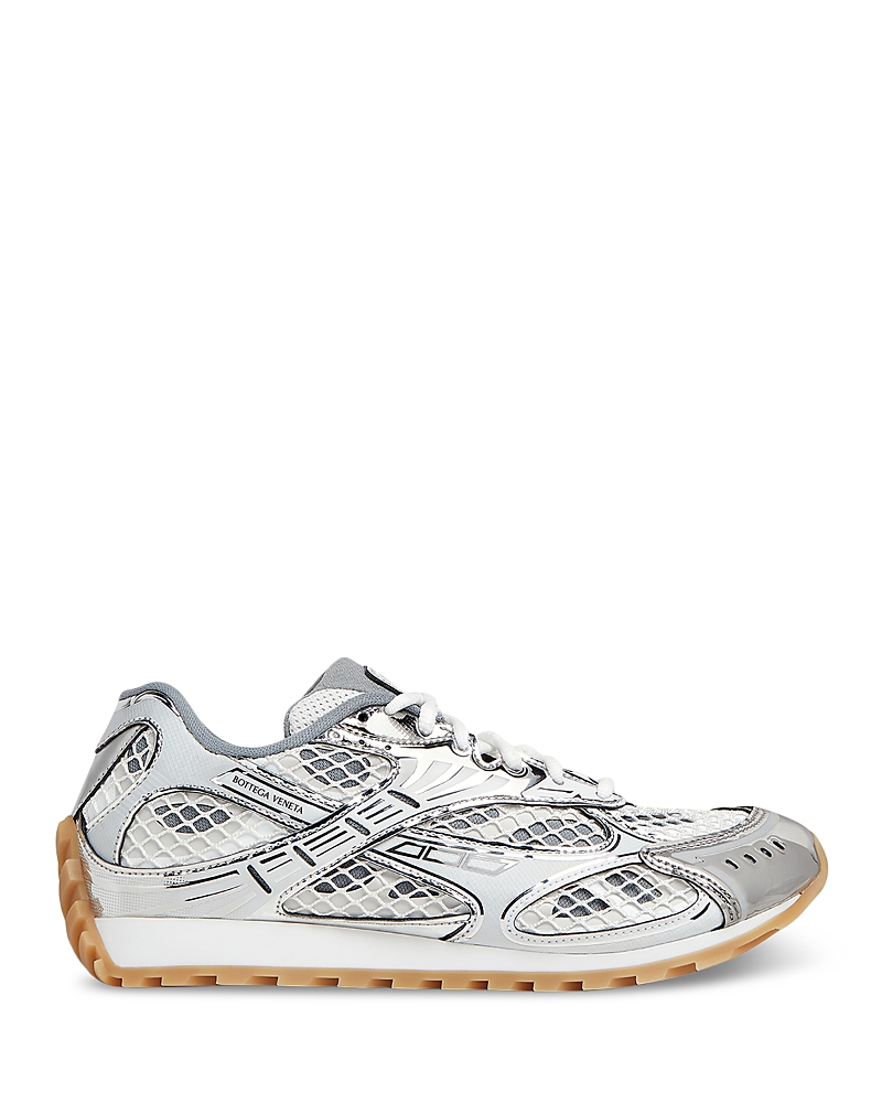 Bottega Veneta Silver And White Orbit Sneakers In White Multi