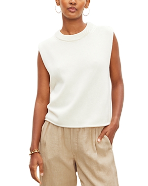 Velvet By Graham & Spencer Crewneck Sleeveless Sweater In Milk White