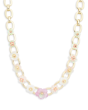 Kendra Scott Deliah Lavender Mother Of Pearl & Sequin Flower Collar Necklace in 14K Gold Plated, 18.