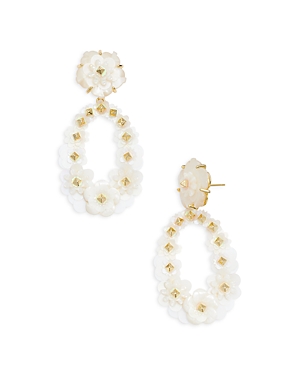 Shop Kendra Scott Deliah Sequin Flower Drop Earrings In Gold Iridescent White Mix